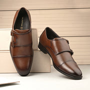 Men Premium Leather Double Monk Strap Formal Partywear Shoes (Winston-80-Brown)