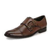 Men Premium Leather Double Monk Strap Formal Partywear Shoes (Winston-80-Brown)