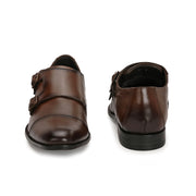 Men Premium Leather Double Monk Strap Formal Partywear Shoes (Winston-80-Brown)