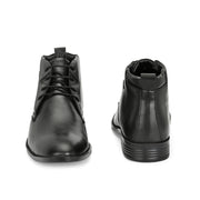 Men Premium Leather Black Lace-Up Formal Derby Shoes (Amazona-75-Black)