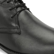 Men Premium Leather Black Lace-Up Formal Derby Shoes (Amazona-75-Black)