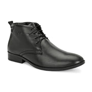 Men Premium Leather Black Lace-Up Formal Derby Shoes (Amazona-75-Black)