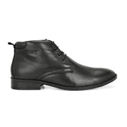 Men Premium Leather Black Lace-Up Formal Derby Shoes (Amazona-75-Black)
