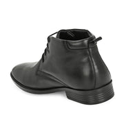 Men Premium Leather Black Lace-Up Formal Derby Shoes (Amazona-75-Black)