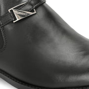 Men Premium Leather Black Formal Chelsea Ankle Boot (Amazona-95-Black)