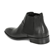 Men Premium Leather Black Formal Chelsea Ankle Boot (Amazona-95-Black)