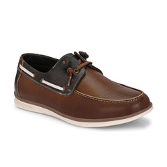 West Port Men Premium Leather Boat Shoes (Danial-66-Tan-Grey)