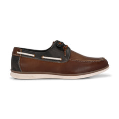 West Port Men Premium Leather Boat Shoes (Danial-66-Tan-Grey)