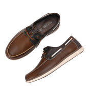 West Port Men Premium Leather Boat Shoes (Fascinate-66-Tan-Grey)