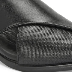 Men Premium Leather Black Stylish & Comfortable Peshawari Sandals (Flight-21-Black)