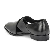 Men Premium Leather Black Stylish & Comfortable Peshawari Sandals (Indigo-21-Black)