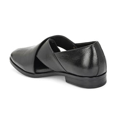 Men Premium Leather Black Stylish & Comfortable Peshawari Sandals (Flight-21-Black)