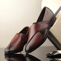 Men Premium Leather Bordo Stylish & Comfortable Peshawari Sandals (Flight-21-Bordo)