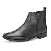 Men Premium Leather Black Formal Ankle Zipper Boot (NewTop-98-Black)