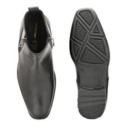 Men Premium Leather Black Formal Ankle Zipper Boot (NewTop-98-Black)