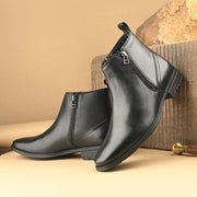 Men Premium Leather Black Formal Ankle Zipper Boot (NewTop-98-Black)