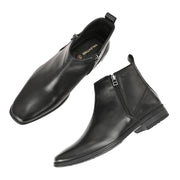 Men Premium Leather Black Formal Ankle Zipper Boot (NewTop-98-Black)