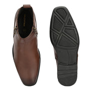 Men Premium Leather Brown Formal Ankle Zipper Boot (NewTop-98-Brown)