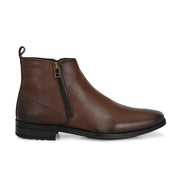 Men Premium Leather Brown Formal Ankle Zipper Boot (NewTop-98-Brown)