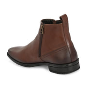 Men Premium Leather Brown Formal Ankle Zipper Boot (NewTop-98-Brown)