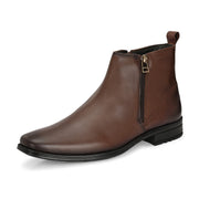 Men Premium Leather Brown Formal Ankle Zipper Boot (NewTop-98-Brown)