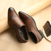 Men Premium Leather Mocca Slip-On Formal Shoes (Reform-11-Mocca)