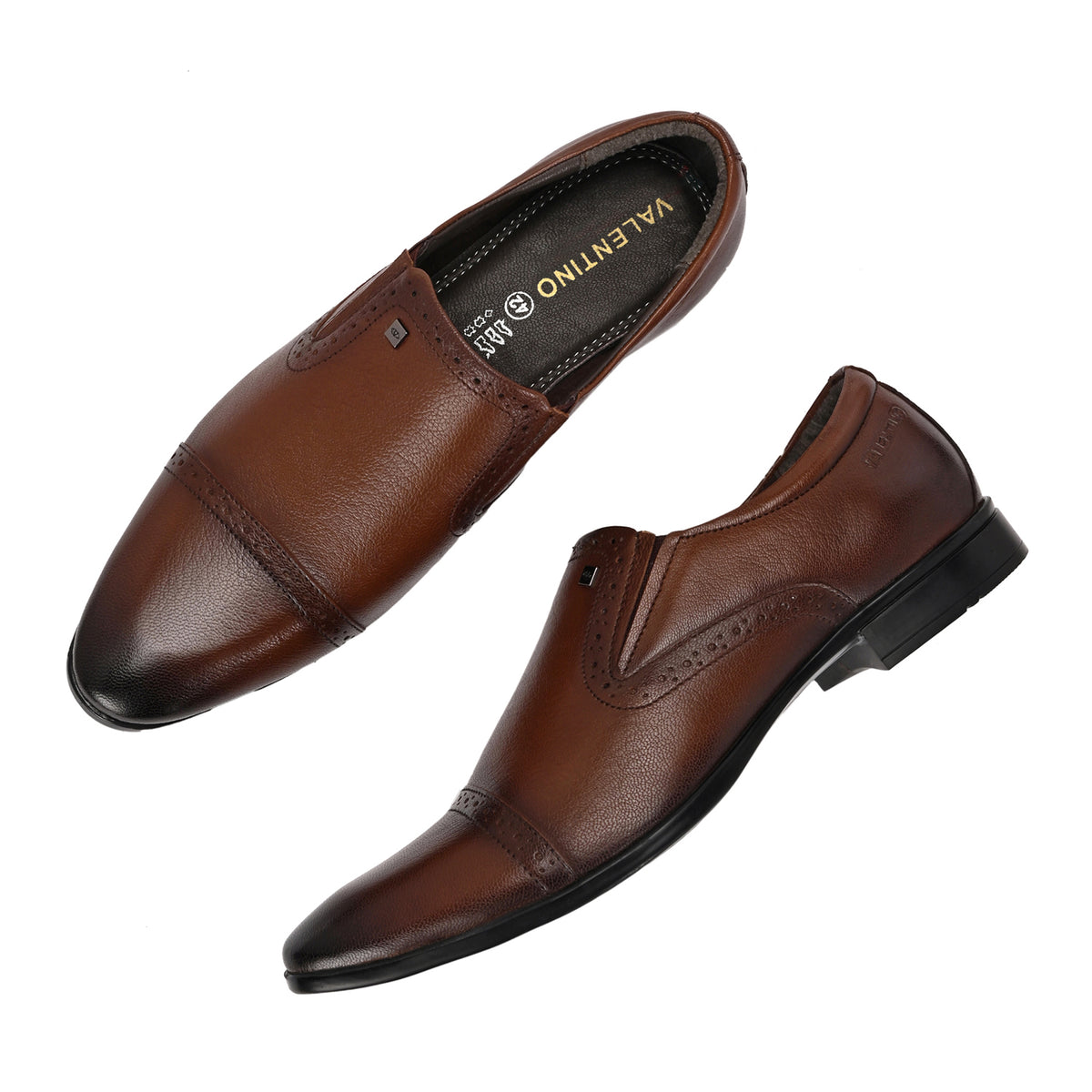 Men Premium Leather Mocca Slip-On Formal Shoes (Ramky-11-Mocca)