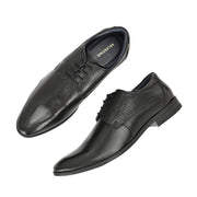 Men Premium Leather Black Lace-Up Formal Derby Shoes (Reform-71-Black)
