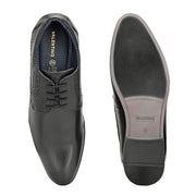 Men Premium Leather Black Lace-Up Formal Derby Shoes (Reform-71-Black)