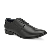 Men Premium Leather Black Lace-Up Formal Derby Shoes (Reform-71-Black)