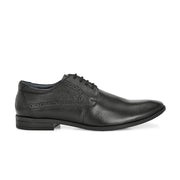 Men Premium Leather Black Lace-Up Formal Derby Shoes (Reform-71-Black)