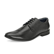 Men Premium Leather Black Lace-Up Formal Derby Shoes (Reform-71-Black)