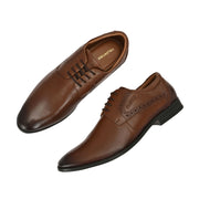 Men Premium Leather Mocca Lace-Up Formal Derby Shoes (Reform-71-Mocca)