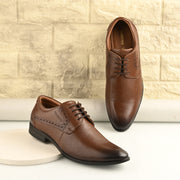 Men Premium Leather Mocca Lace-Up Formal Derby Shoes (Reform-71-Mocca)