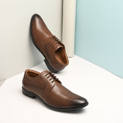 Men Premium Leather Mocca Lace-Up Formal Derby Shoes (Reform-71-Mocca)