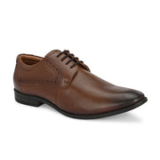 Men Premium Leather Mocca Lace-Up Formal Derby Shoes (Reform-71-Mocca)