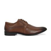 Men Premium Leather Mocca Lace-Up Formal Derby Shoes (Reform-71-Mocca)