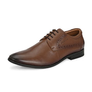 Men Premium Leather Mocca Lace-Up Formal Derby Shoes (Reform-71-Mocca)