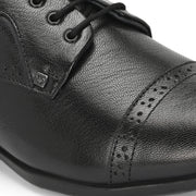Men Premium Leather Black Lace-Up Formal Derby Shoes (Reform-69-Black)