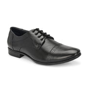 Men Premium Leather Black Lace-Up Formal Derby Shoes (Reform-69-Black)