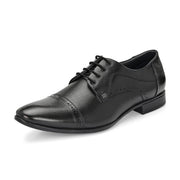 Men Premium Leather Black Lace-Up Formal Derby Shoes (Reform-69-Black)