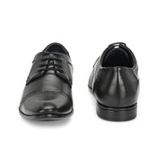 Men Premium Leather Black Lace-Up Formal Derby Shoes (Reform-69-Black)