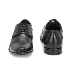 Men Premium Leather Black Lace-Up Formal Derby Shoes (Ramky-69-Black)