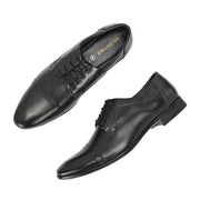 Men Premium Leather Black Lace-Up Formal Derby Shoes (Reform-69-Black)