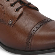Men Premium Leather Lace-Up Formal Derby Shoes (Reform-69-Mocca)