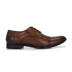 Men Premium Leather Lace-Up Formal Derby Shoes (Ramky-69-Mocca)