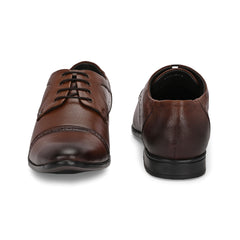 Men Premium Leather Lace-Up Formal Derby Shoes (Ramky-69-Mocca)