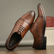 Men Premium Leather Lace-Up Formal Derby Shoes (Reform-69-Mocca)