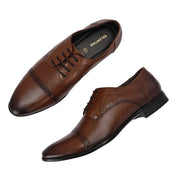 Men Premium Leather Lace-Up Formal Derby Shoes (Reform-69-Mocca)