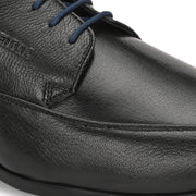 Men Premium Leather Black Lace-Up Formal Derby Shoes (V-Roman-55-Black)